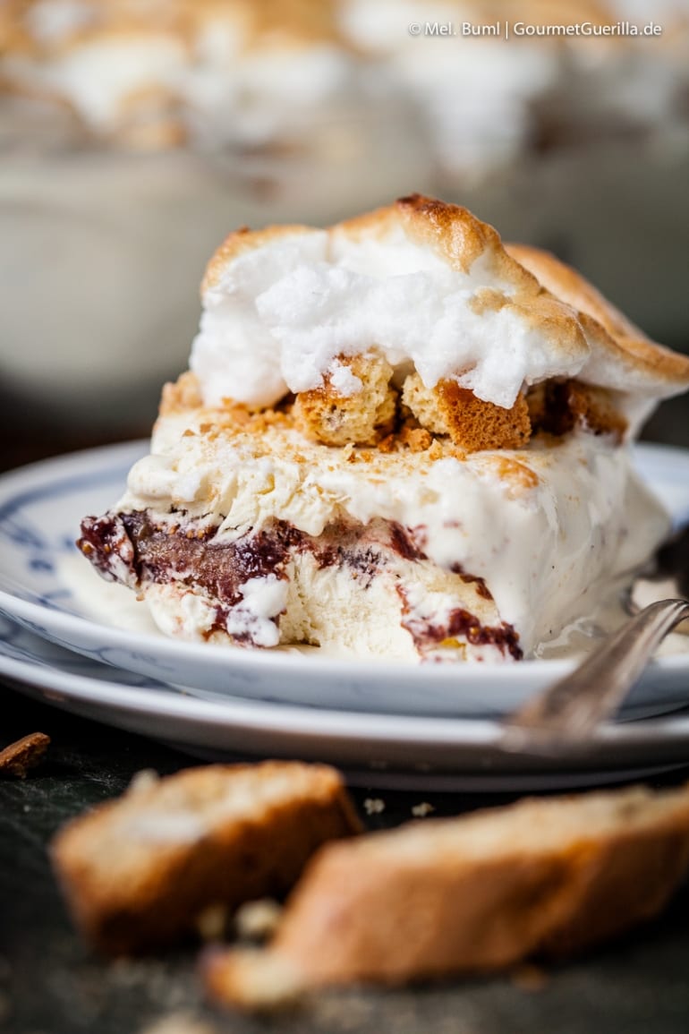 {Dessert} Gebackenes Eis mit Portwein- Feigen und Cantuccini. Super ...